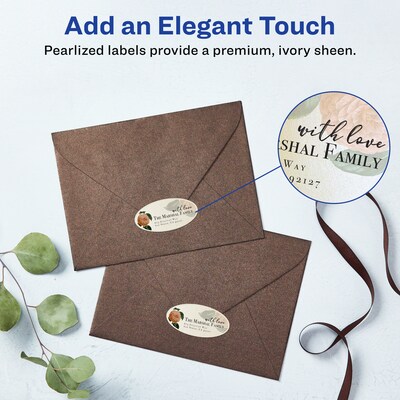 Avery Pearlized Ivory Oval Multipurpose Labels, 1.5 x 2.5, Ivory, 1800/Box (94051)