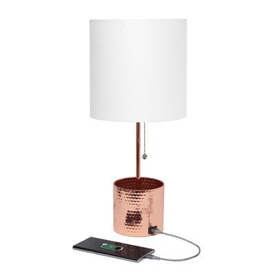 Creekwood Home 18.5" LED Table Lamp with USB Port, Rose Gold (CWT-1007-RG)