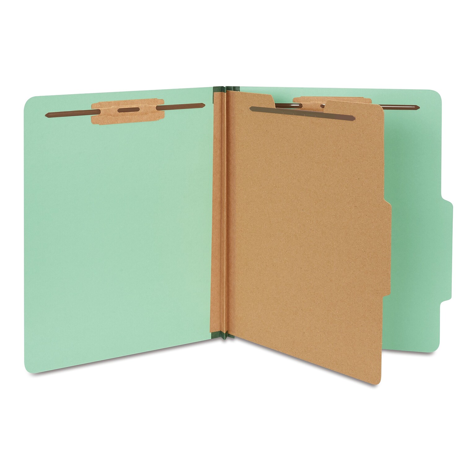 Staples 60% Recycled Pressboard Classification Folder, 1-Divider, 1.75 Expansion, Letter Size, Light Green, 20/Box