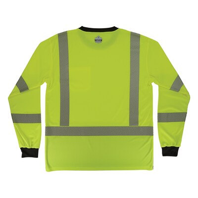Ergodyne GloWear 8371BK High Visibility Long Sleeve Black Bottom T-Shirt, ANSI Type R Class 3, Lime, Large (22294)