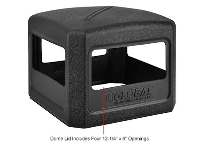 Global Industrial Square Plastic Waste Receptacle w/ Dome Lid, 42 Gallon, Black (641414BK)