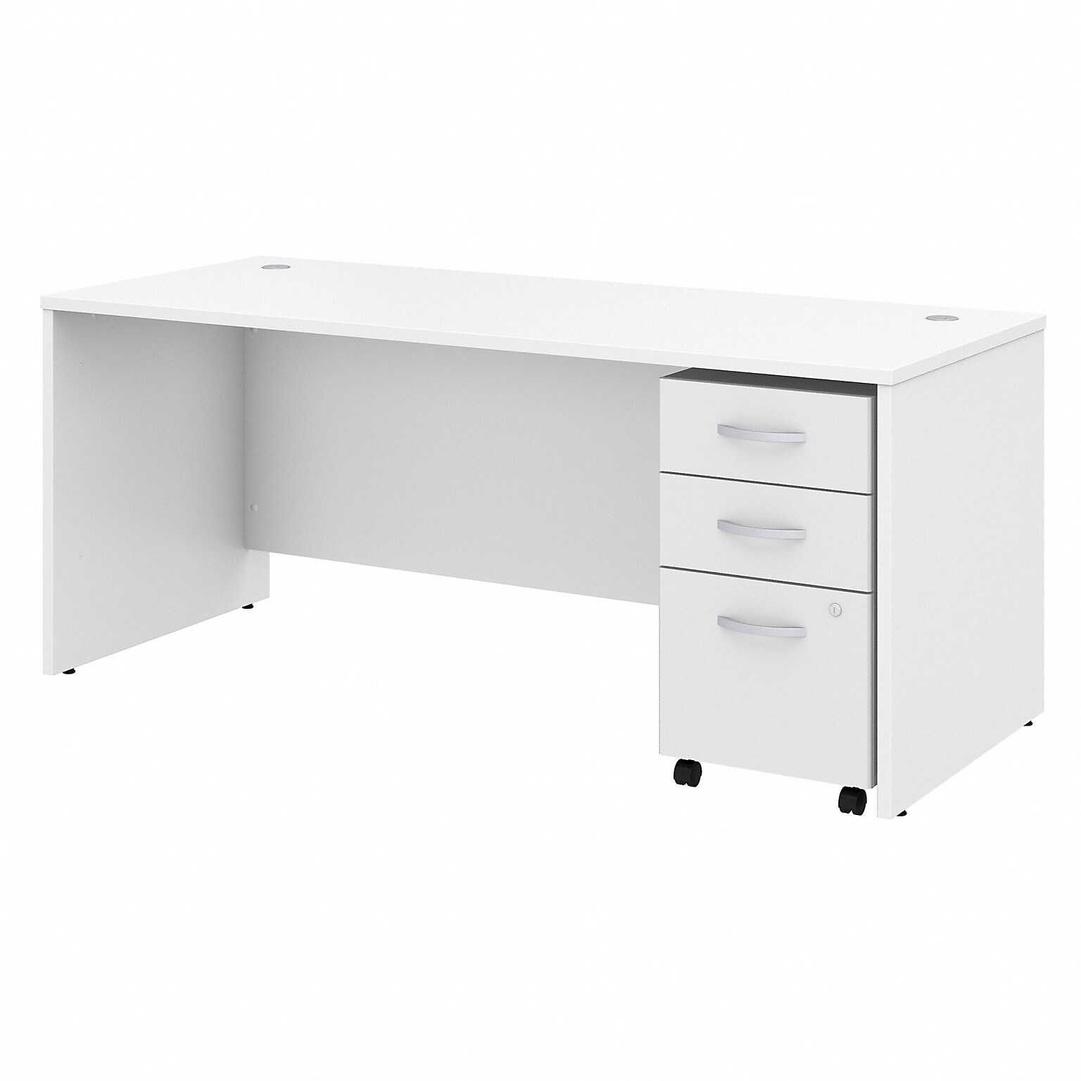 Bush Business Furniture Studio C 72W Office Desk with Mobile File Cabinet, White (STC013WH)