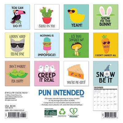 2026 Willow Creek Pun Intended 7 x 7 Monthly Wall Calendar (53720)