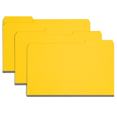 Smead Recycled Heavy Duty File Folder, 1/3-Cut Tab, Assorted, Legal Size, Yellow, 25/Box (22562)