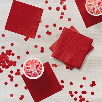 Creative Converting Touch of Color Beverage Napkins, 3-ply, Classic Red, 500/Carton (571031B)
