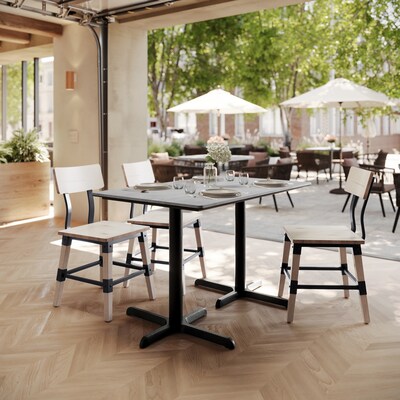 Flash Furniture Acadia Wooden Dining Table with X-Bases, 30D x 48W, Gray Faux Concrete/Black Base (ST3048CGT2230)