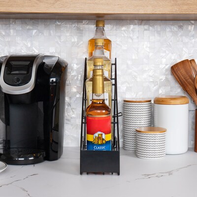 Mind Reader 13"H 3 Shelf Coffee Syrup Station Countertop Organizer, Black, Metal (IRSYR4-BLK)