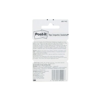 Post-it® Flags Value Pack, 1" x 1.7", Yellow, 50 Flags/Dispenser, 12 Dispensers/Box (680-YW12)