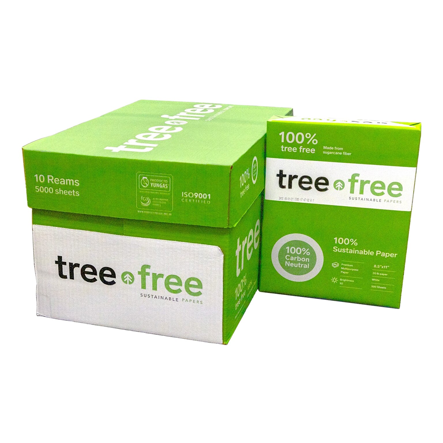TreeFree Multipurpose Paper, 8.5 x 11, 20 lbs., White, 5000 Sheets/Carton (228007534)