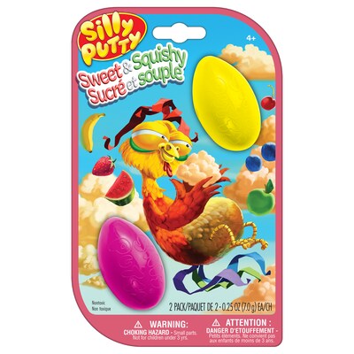 Crayola Silly Putty Sweet & Squishy Eggs, Assorted Colors, 2/Pack, 4 Packs/Bundle (BIN080993-4)