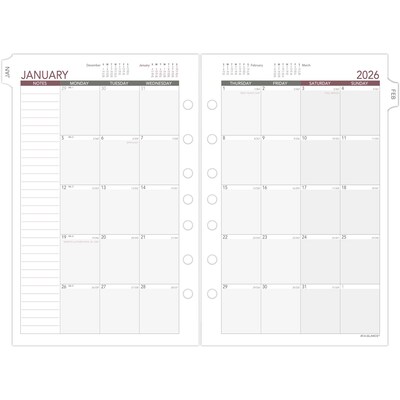 2026 AT-A-GLANCE 5.5" x 8.5" Monthly Refill Pages Pages, White/Gray (061-685Y-26)
