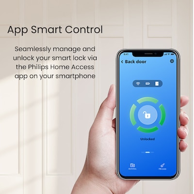 Philips Wi-Fi Smart Deadbolt with Palm Recognition & Lever – Matte Black