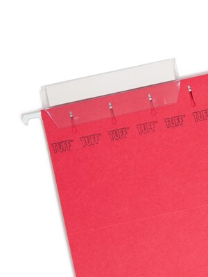 Smead Heavy Duty TUFF Recycled Hanging File Folder, 3-Tab Tab, Letter Size, Red, 18/Box (64043)
