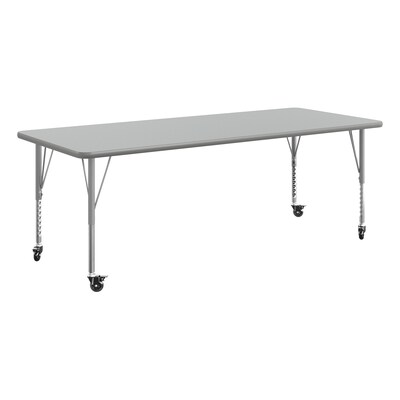 Flash Furniture Wren Rectangular Activity Table, 72 x 30, Height Adjustable, Gray Top/Silver Frame (XUA3072RECGTPC)