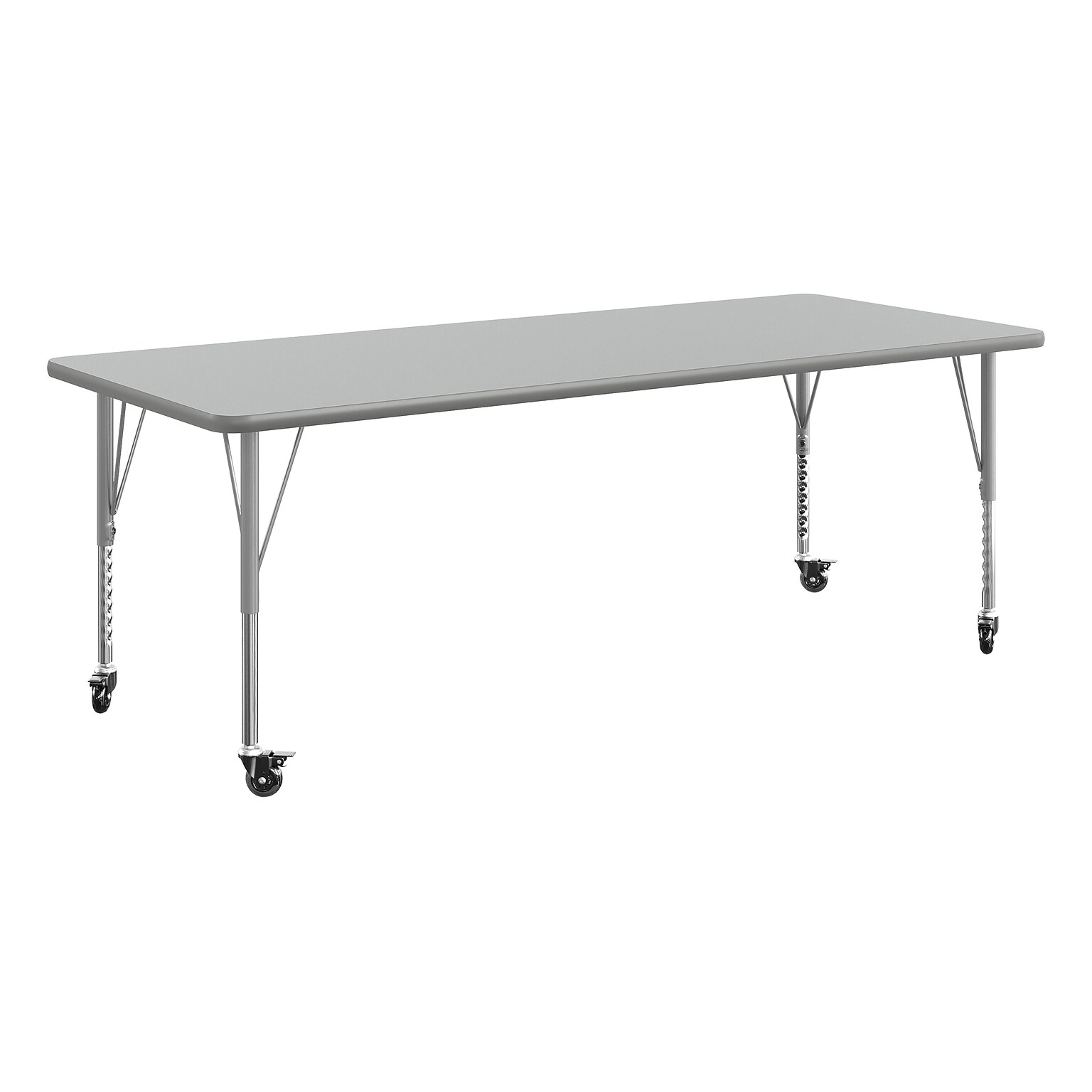 Flash Furniture Wren Rectangular Activity Table, 72 x 30, Height Adjustable, Gray Top/Silver Frame (XUA3072RECGTPC)
