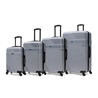 InUSA Resilience 4-Piece Hardside Spinner Luggage Set, TSA Checkpoint Friendly, Silver (IURESSMLXL-SIL)