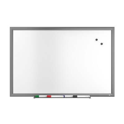 TRU RED™ Magnetic Porcelain Dry Erase Board, Gunmetal Frame, 3 x 2 (TR61184)