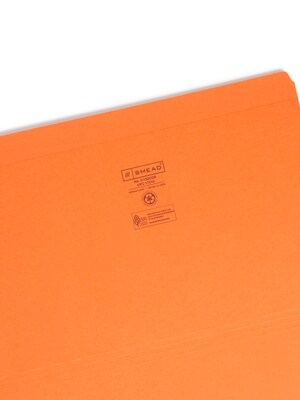 Smead File Folder, Reinforced Straight-Cut Tab, Legal Size, Orange, 100 per Box (17510)