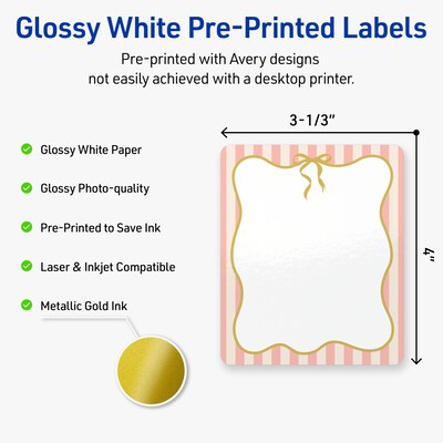 Avery Rectangle Laser/Inkjet Multipurpose Labels, 4 x 3-1/3, White, 40/Pack (19479371125)
