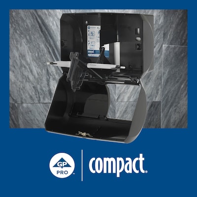 Georgia-Pacific Compact 2-Roll Side-by-Side Coreless Toilet Paper Dispenser, Faux Stainless (56796A)