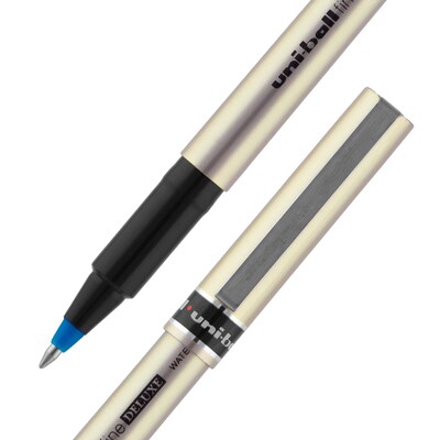 Uni Deluxe Rollerball Pen,Fine Point, Blue Ink, Dozen (60053)