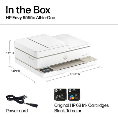 HP Envy 6555e Wireless All-in-One Color Inkjet Printer, Scanner, Copier, Best for home, 3 months FREE ink with HP+ (714N5A)
