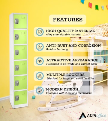 AdirOffice 72'' 6-Tier Green Storage Locker (629-206-GRN)