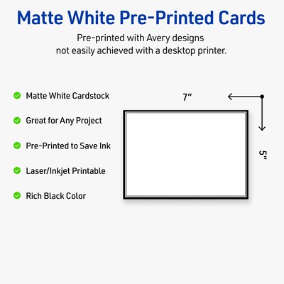 Avery Double Black Border Matte Blank Card, White, 20/Pack (S00-DMA)