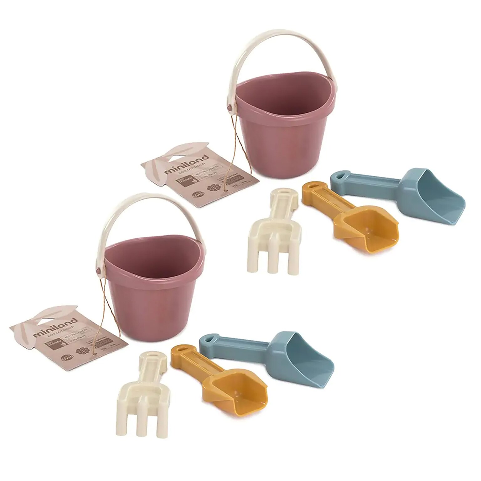 Miniland ECO Baby Sand Set, Pastel Colors, 4 Pieces/Set, 2 Sets (MLE32260-2)