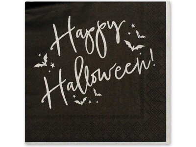 Pukka Party Happy Halloween Paper Napkins, Black, 16/Pack (PTY560)