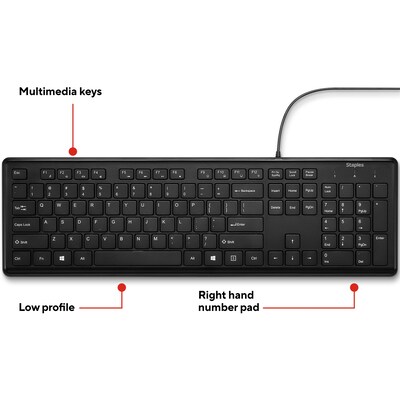 Staples TECH Wired Keyboard, Black (ST62600)
