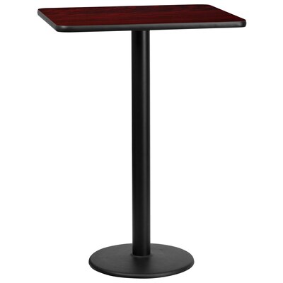 Flash Furniture 24x30 Rect Laminate Table Top in Mahogany w/Black 18 Rnd Bar Height Table Base