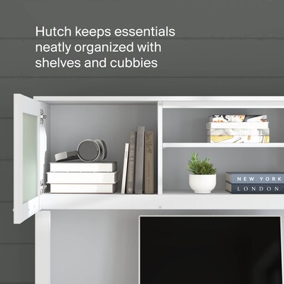 Bush Home Somerset 60"W L Shaped Computer Desk with Hutch, White (SET002WH)