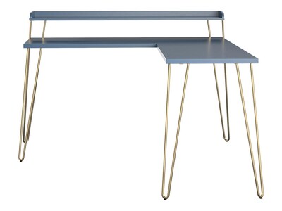 Ameriwood Haven 55" L-Shaped Desk with Riser, Navy/Gold (5640837COM)