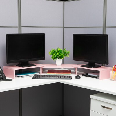 Mind Reader Adjustable Dual Monitor Stand, Up to 44 lbs., Pink (MDFMOND-PNK)