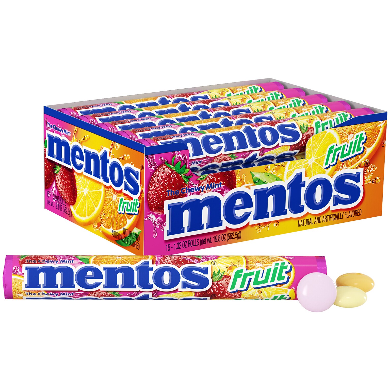 Mentos® Chewy Fruit Tablets, 15 Packs/Box