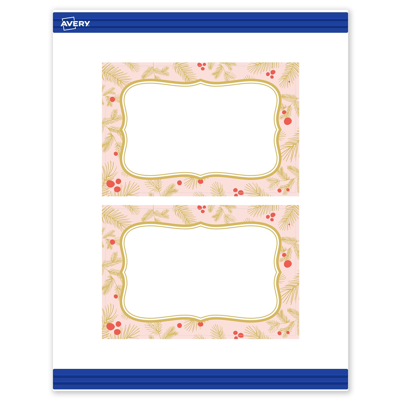 Avery Gold-Pink Berries Matte Blank Card, White, 20/Pack (S00-FGK)