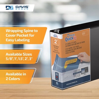 Davis Group QuickFit Heavy Duty 2" 3-Ring Standard Binders, Black, 4/Pack (95031L-04)