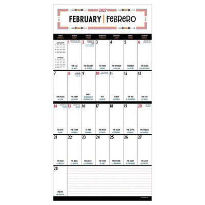 2027 TF Publishing Spanish Words for Everyone 12" x 12" Monthly Wall Calendar, Multicolored (27-1148)