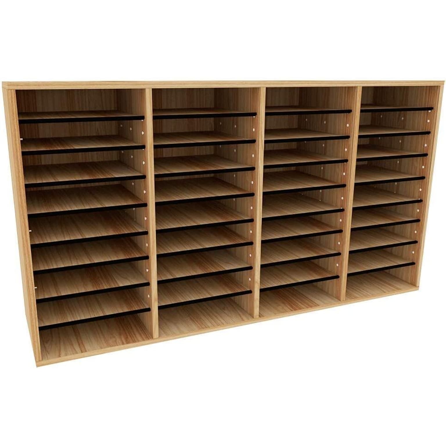 AdirOffice 36-Compartment Literature Organizer, 11.8 x 39.3, Medium Oak (500-36-MEO)