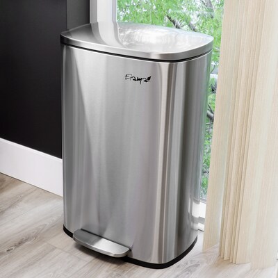 Elama Stainless Steel Indoor Step Trash Can, 13 Gallon, Silver (938121452M)