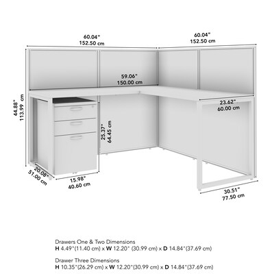 Bush Business Furniture Easy Office 45"H x 60"W L-Shaped Cubicle Panel Workstation, Natural Elm (EOD360SNE-03K)