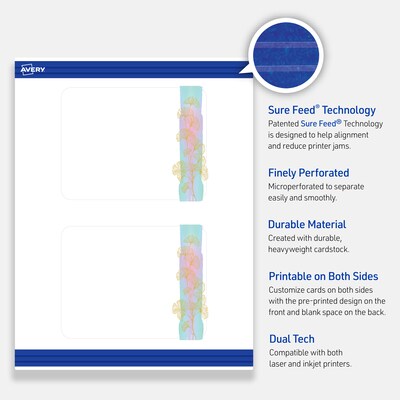 Avery Gold Florals Matte Blank Card, White, 120/Pack (S00-EW0)