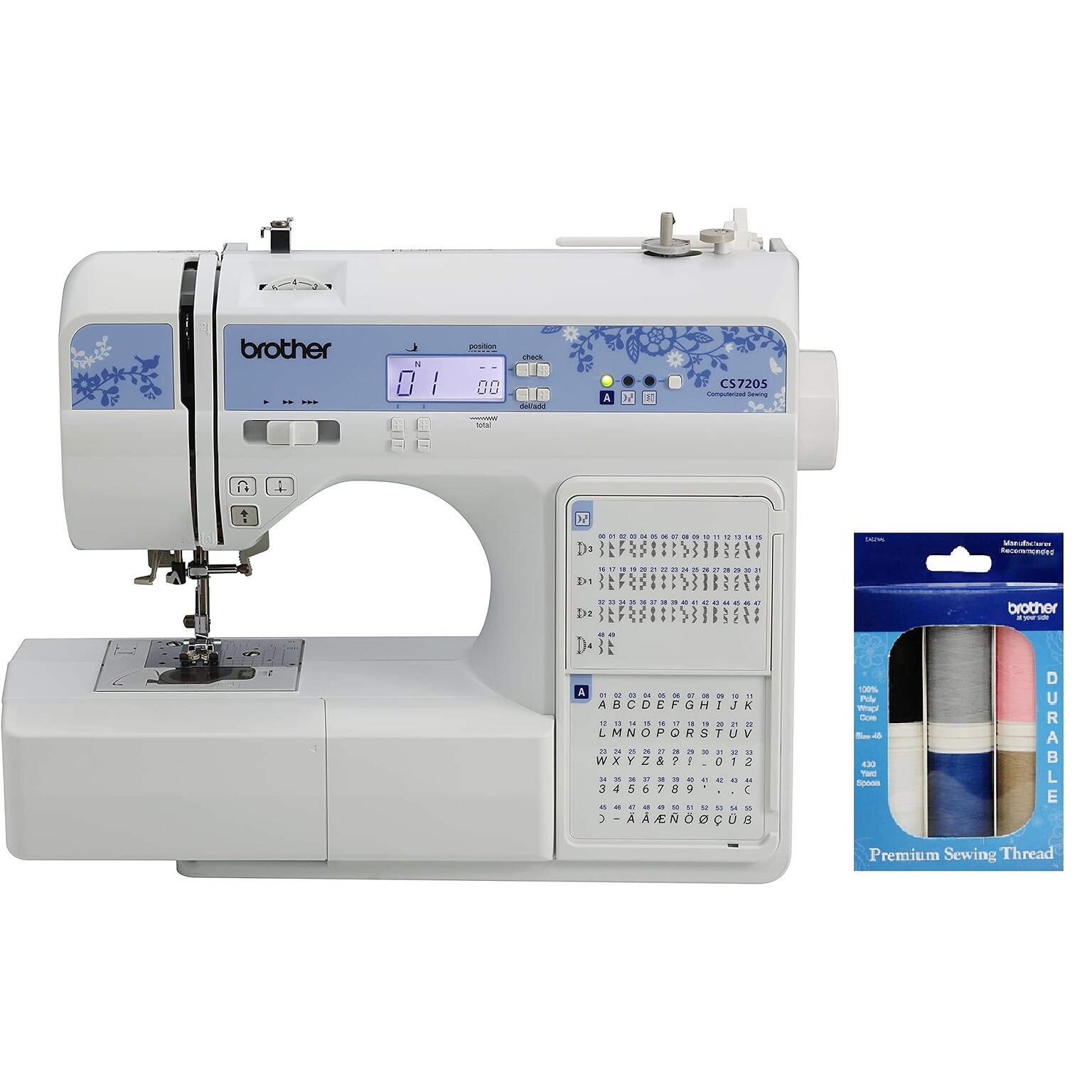 Brother Computerized Sewing Machine with 6-Piece Premium Sewing Thread Pack (CS7205SEW6-STP)
