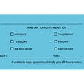 Custom 1-2 Color Appointment Cards, Blue Index 110# Cover Stock, Flat Print, 1 Standard Ink, 2-Sided