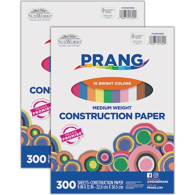 Prang 9 x 12 Construction Paper, Assorted Colors, 300 Sheets/Pack, 2 Packs/Bundle (DIX01300-2)