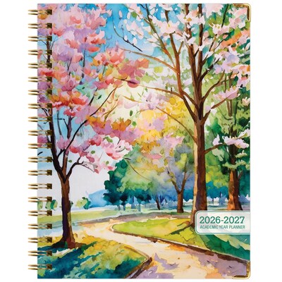2026-2027 Excello Brands 8.5" x 11" Academic Weekly & Monthly Planner, Paperboard Cover, Watercolor Tree (FSHN-AY26-8511-43)