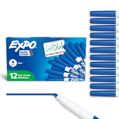 Expo Dry Erase Markers, Fine Tip, Blue, 12/Pack (86003)