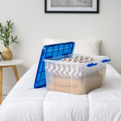 Iris WeatherPro 44 Quart Storage Bin with Latching Lid, Plastic, Clear, 4/Pack (500132)