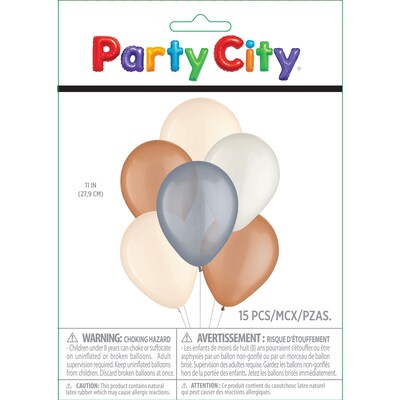 Party City Color Mix Balloons 11 Latex, Neutrals, 15/Pack (AM111919)